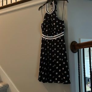 Brand new black and white polka dot halter dress